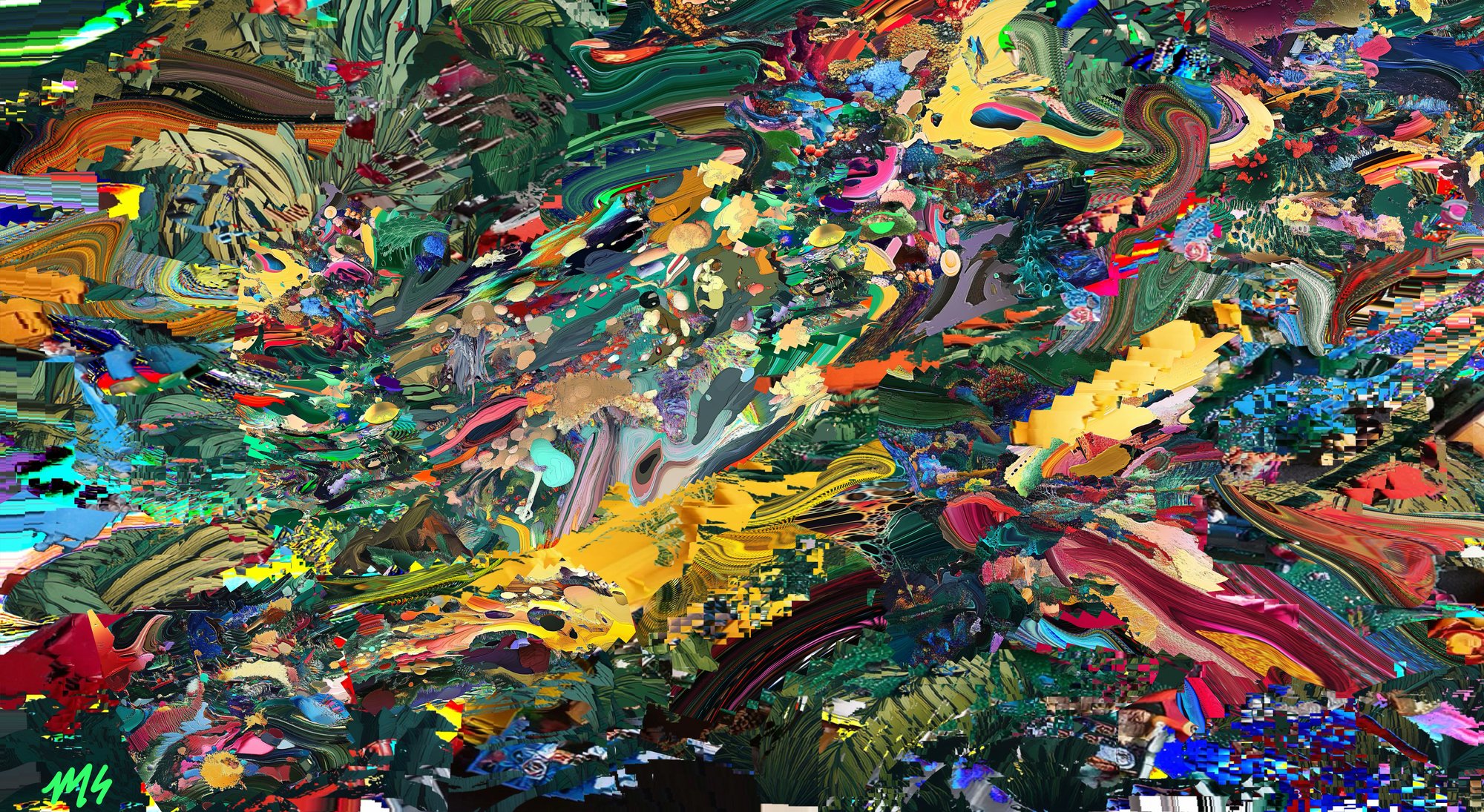 Collab Absurdity, digitale Glitch-Collage von Mamadou Sow, 2024 — ohne Figuren